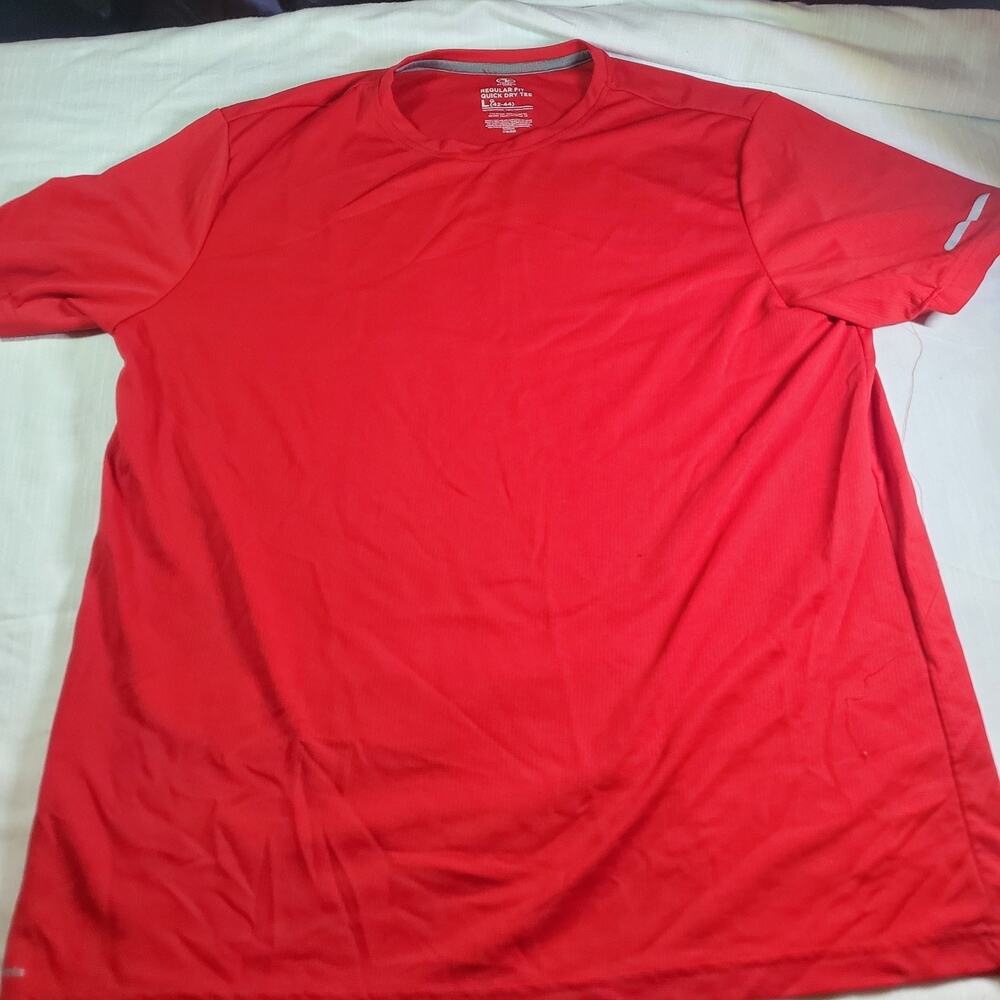 Boys Large L Athletic Works Quick Dry T-Shirt Red Short Sleeve Activewear